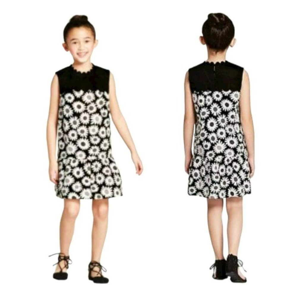 Victoria Beckham Target Kids Girls Daisy Floral Mini Dress Black/White Sz Medium - Picture 2 of 13